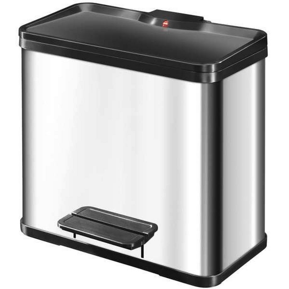 Collecteur de déchets à pédale Öko, duo Plus L, capacité 9 + 17 l, inox.