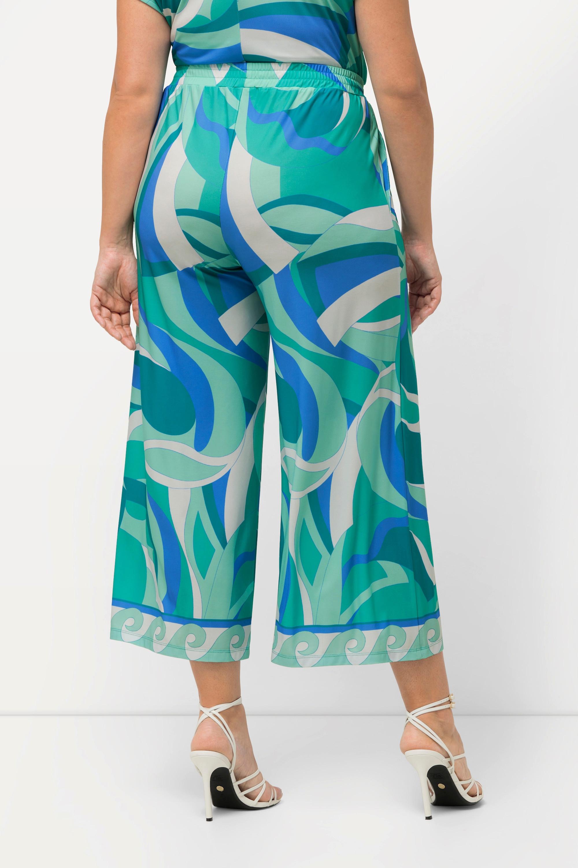 Ulla Popken Culotte Jersey Lunghezza Polpaccio Gamba Larga Vita Elastica  