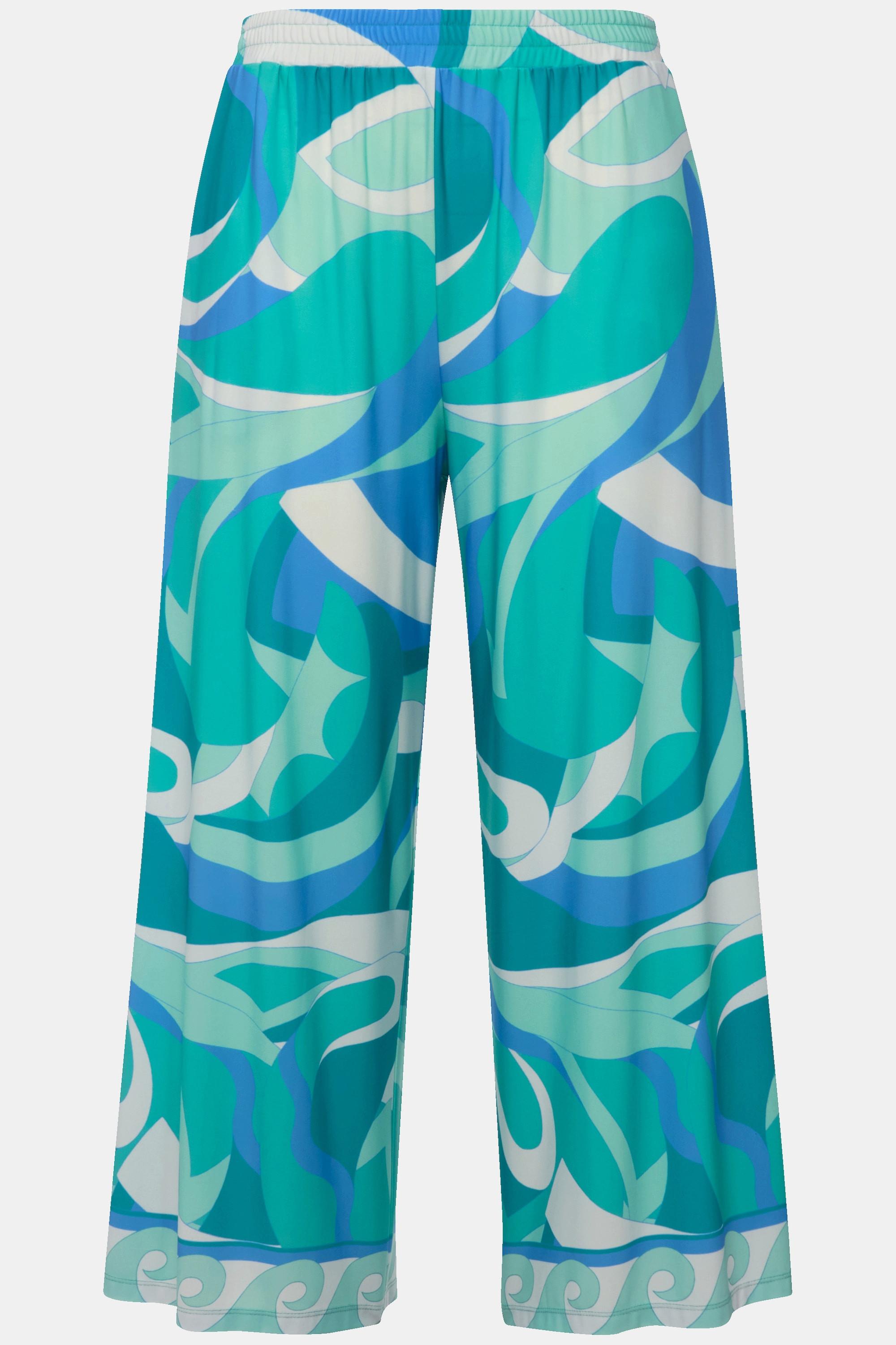 Ulla Popken Culotte Jersey Lunghezza Polpaccio Gamba Larga Vita Elastica  