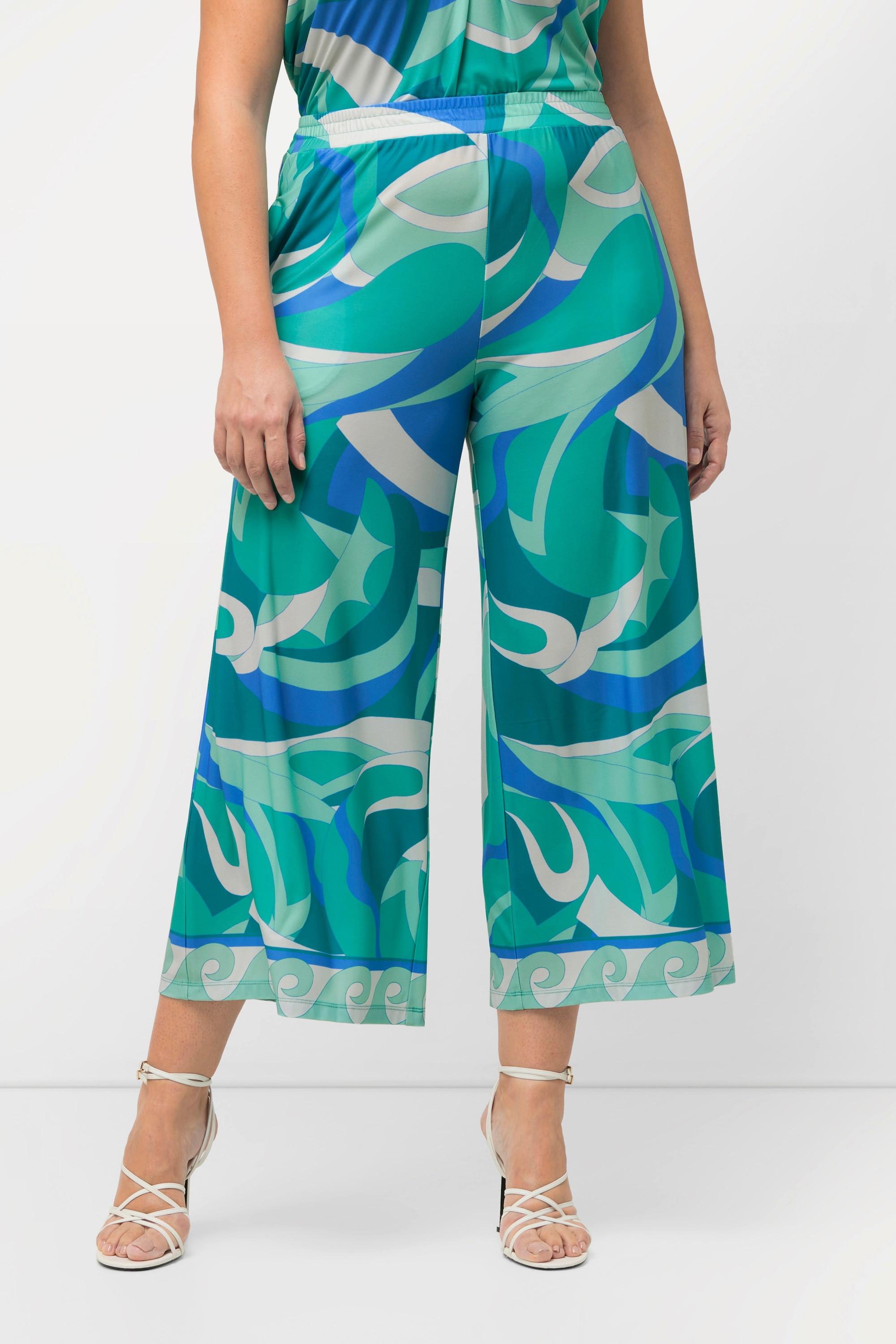 Ulla Popken Culotte Jersey Lunghezza Polpaccio Gamba Larga Vita Elastica  