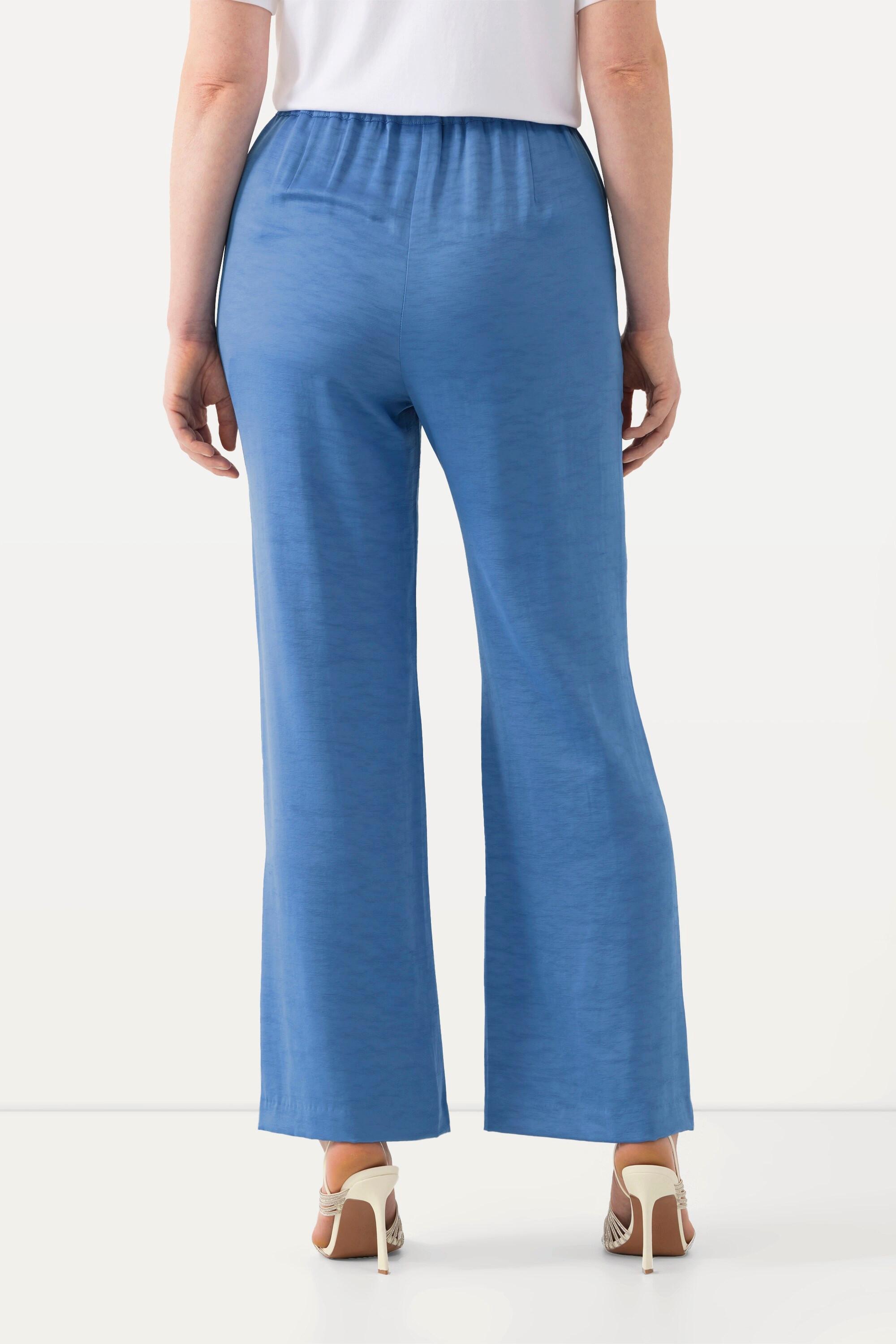 Ulla Popken Anzughose Struktur Weites Bein Teilelastischer Bund  