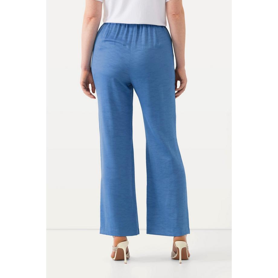 Ulla Popken Pantalon de Tailleur Structure Jambe Large Taille Partiellement Élastique  