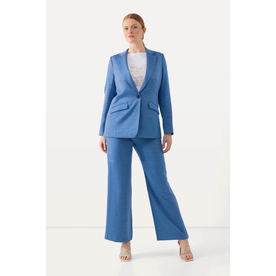 Ulla Popken Pantalon de Tailleur Structure Jambe Large Taille Partiellement Élastique  