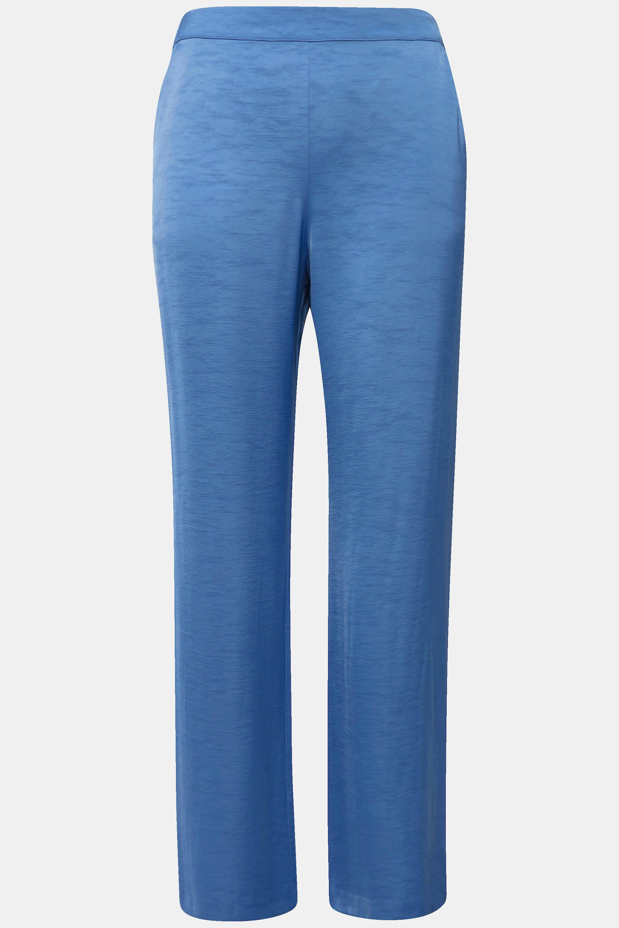 Ulla Popken Anzughose Struktur Weites Bein Teilelastischer Bund  