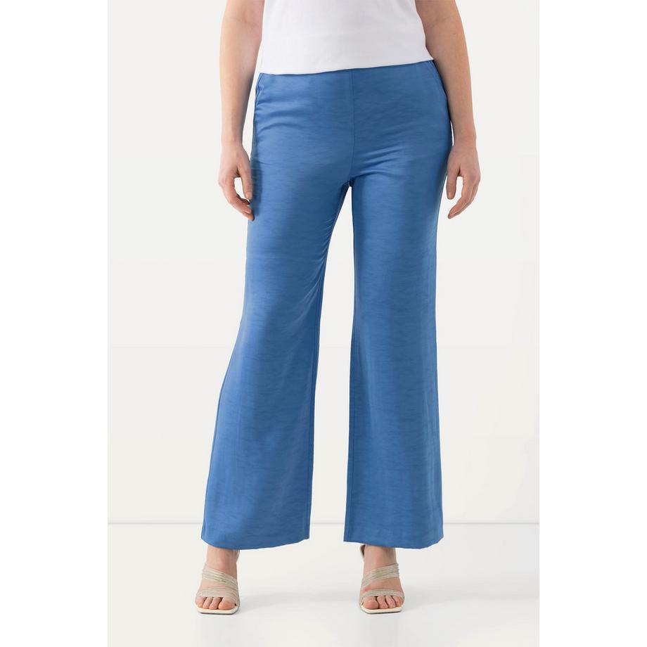 Ulla Popken Pantalon de Tailleur Structure Jambe Large Taille Partiellement Élastique  