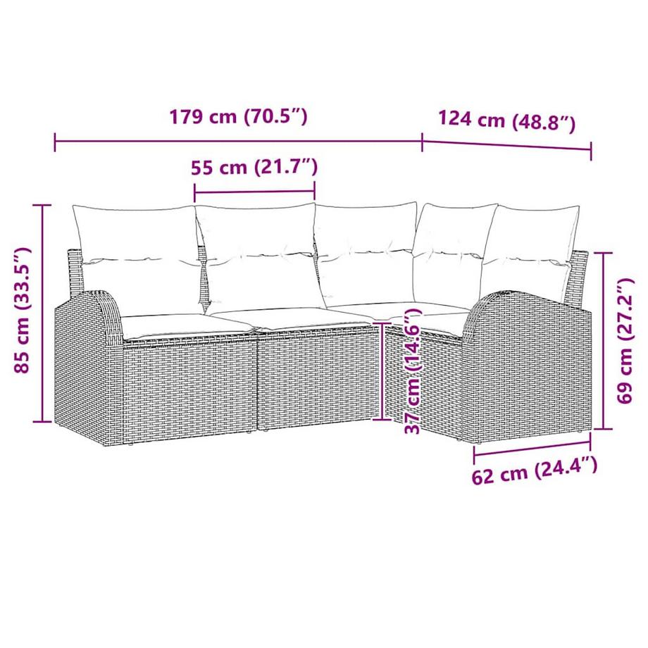 VidaXL Canapé de jardin poly rattan  