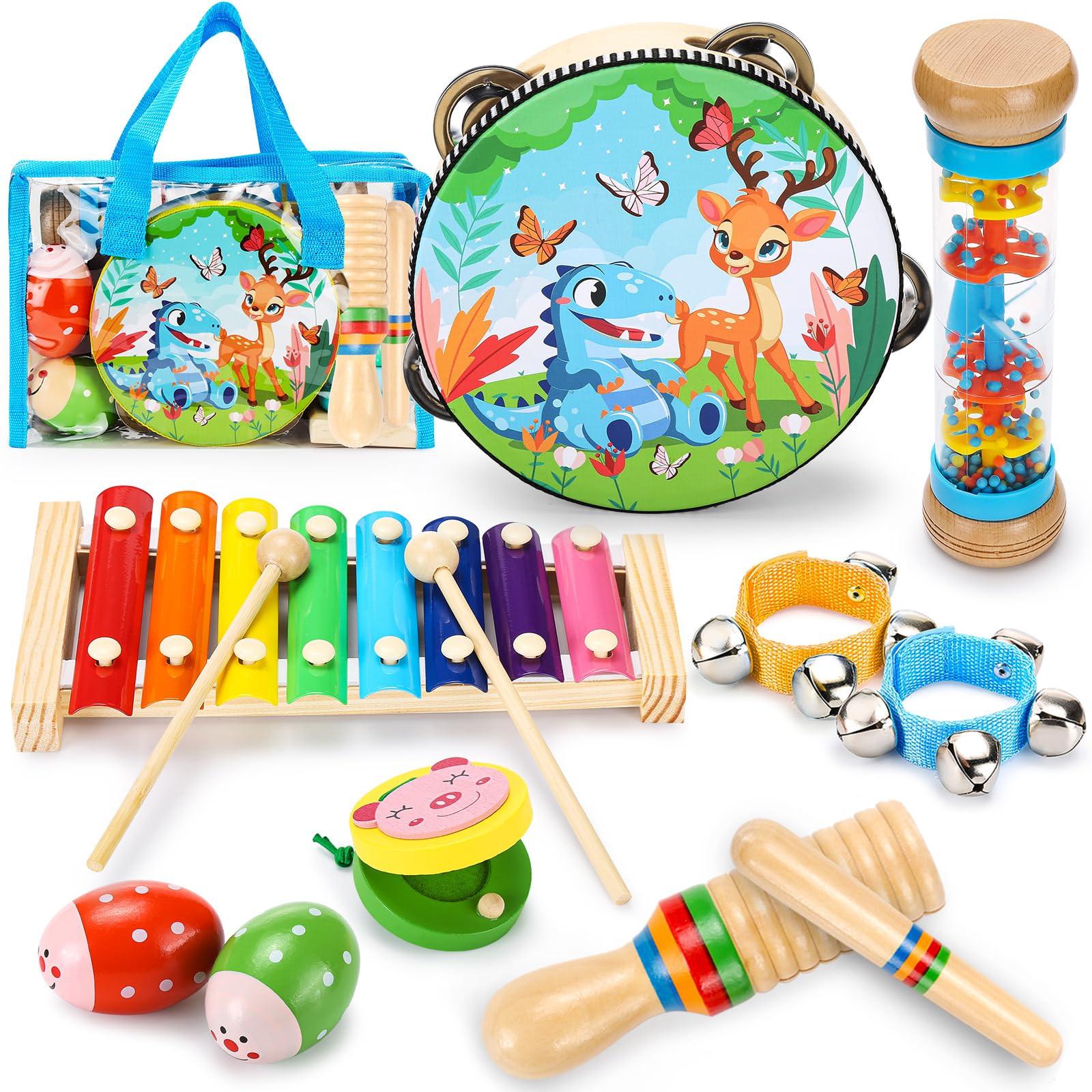 Activity-board  Musikinstrumente für Kinder, Musik Kinderspielzeug mit Xylophon, Holzspielzeug Percussion Set, Trommeln Percussion Rhythmus 