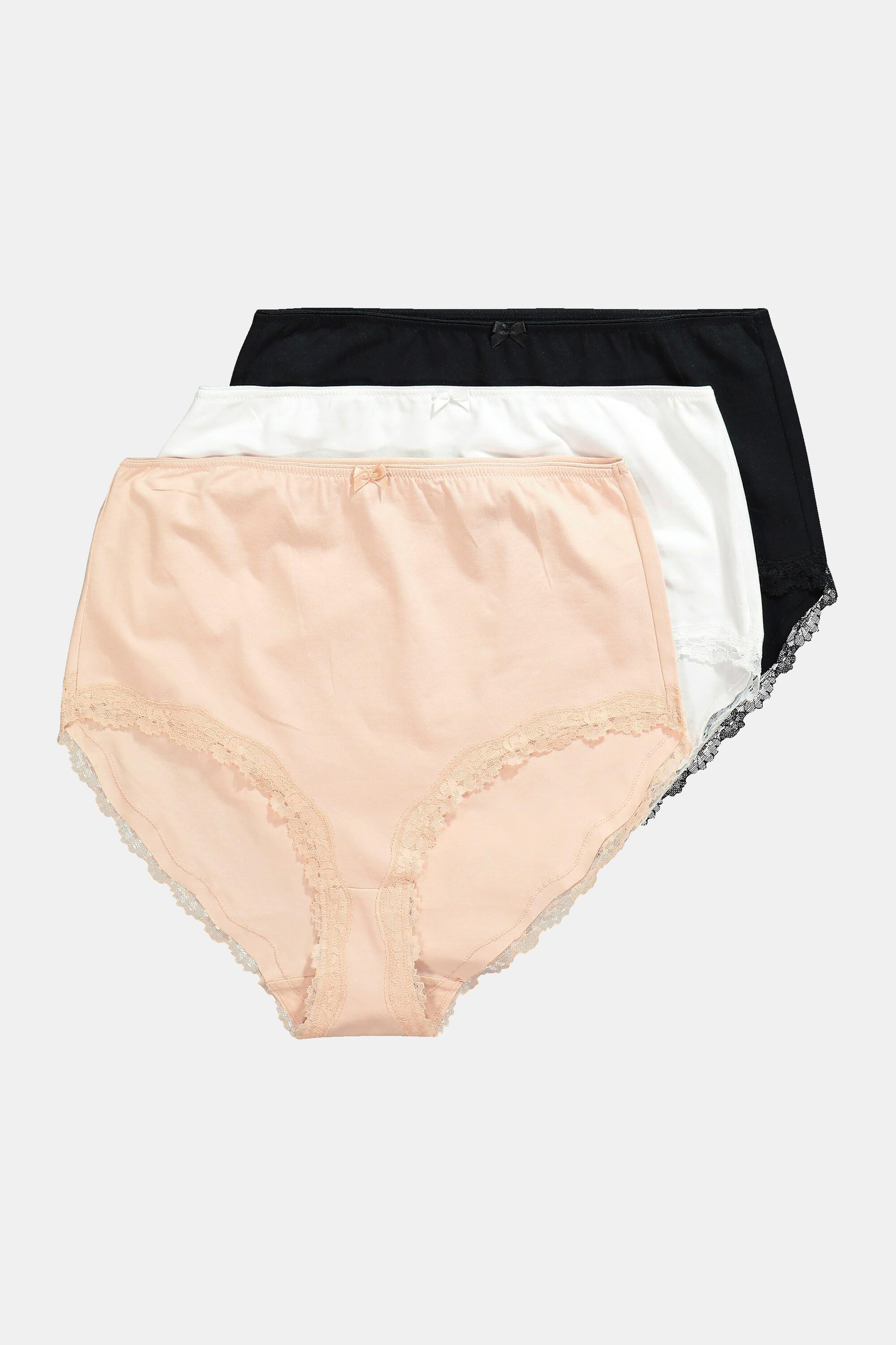 Ulla Popken  Maxislips, 3er-Pack, Spitzenkanten, High Waist 