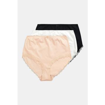 Maxislips, 3er-Pack, Spitzenkanten, High Waist