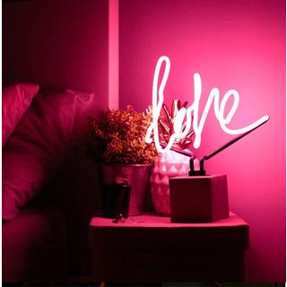 Locomocean Glas Neon Tischlampe mit Betonsockel - Love  