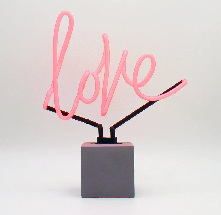 Locomocean Lampe de table en verre néon avec socle en béton - Love  