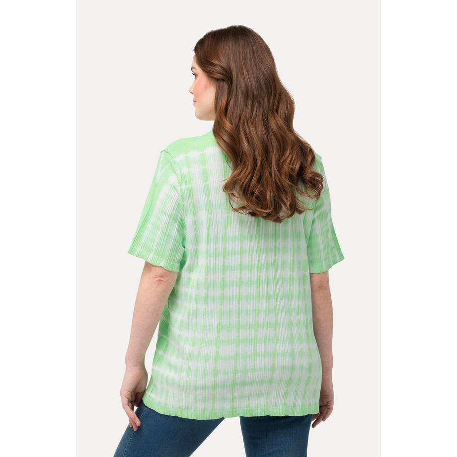 Ulla Popken T-shirt Imprimé Batik Texturé Col V Manches Courtes  