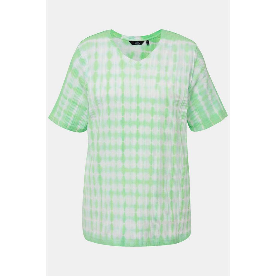 Ulla Popken T-shirt Imprimé Batik Texturé Col V Manches Courtes  