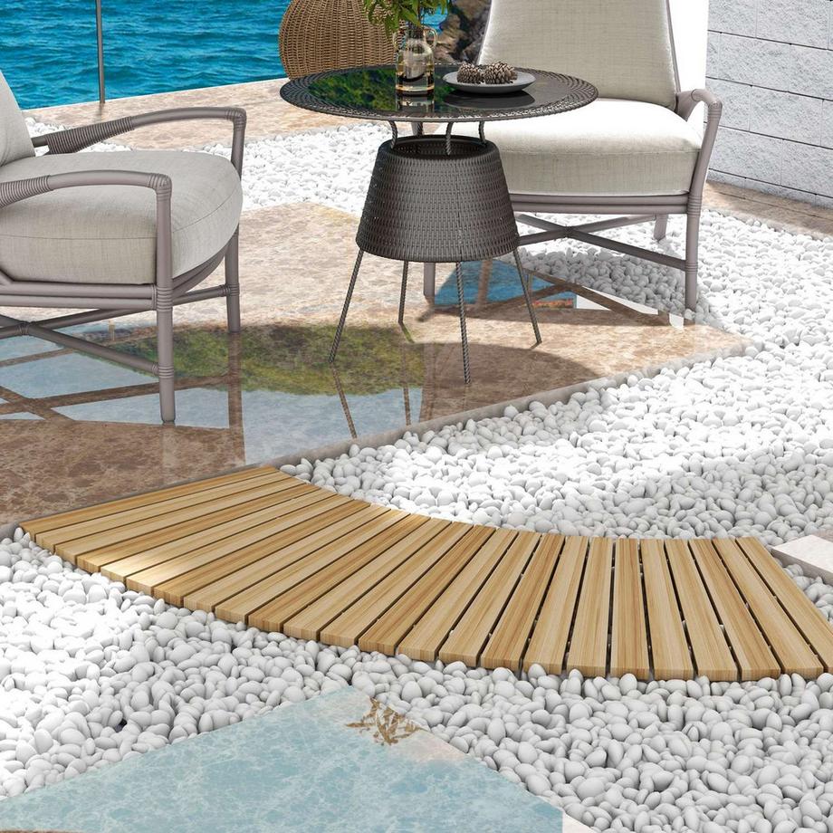 Northio  120 Cm Gartenweg, Rollweg Gartentritt Dekorative Holztritt Aus Tannenholz, Für Garten, Balkon, Natur 