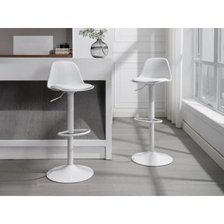 Vente-unique Lot de 2 tabourets de bar en polypropylène et métal - Hauteur réglable - Blanc - XAFY  