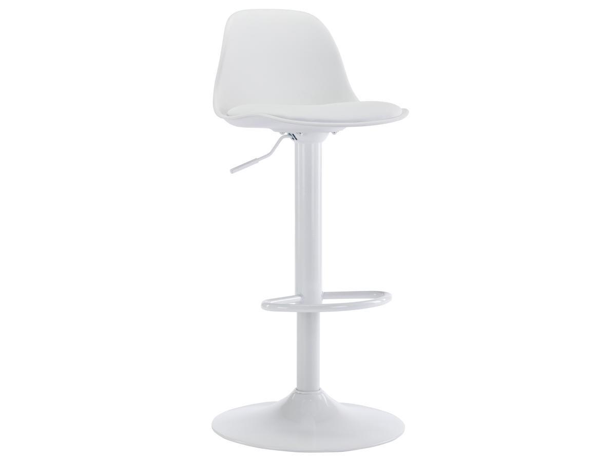 Vente-unique Lot de 2 tabourets de bar en polypropylène et métal - Hauteur réglable - Blanc - XAFY  
