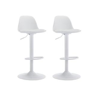 Vente-unique Lot de 2 tabourets de bar en polypropylène et métal - Hauteur réglable - Blanc - XAFY  