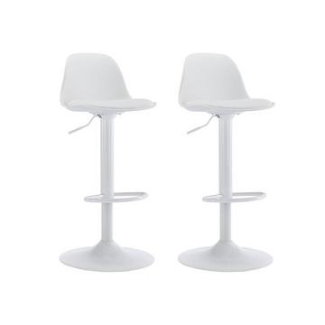 Lot de 2 tabourets de bar en polypropylène et métal - Hauteur réglable - Blanc - XAFY