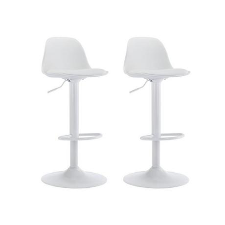 Vente-unique Lot de 2 tabourets de bar en polypropylène et métal - Hauteur réglable - Blanc - XAFY  