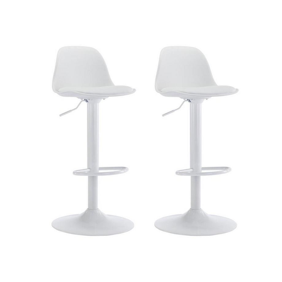 Lot de 2 tabourets de bar en polypropylène et métal - Hauteur réglable - Blanc - XAFY