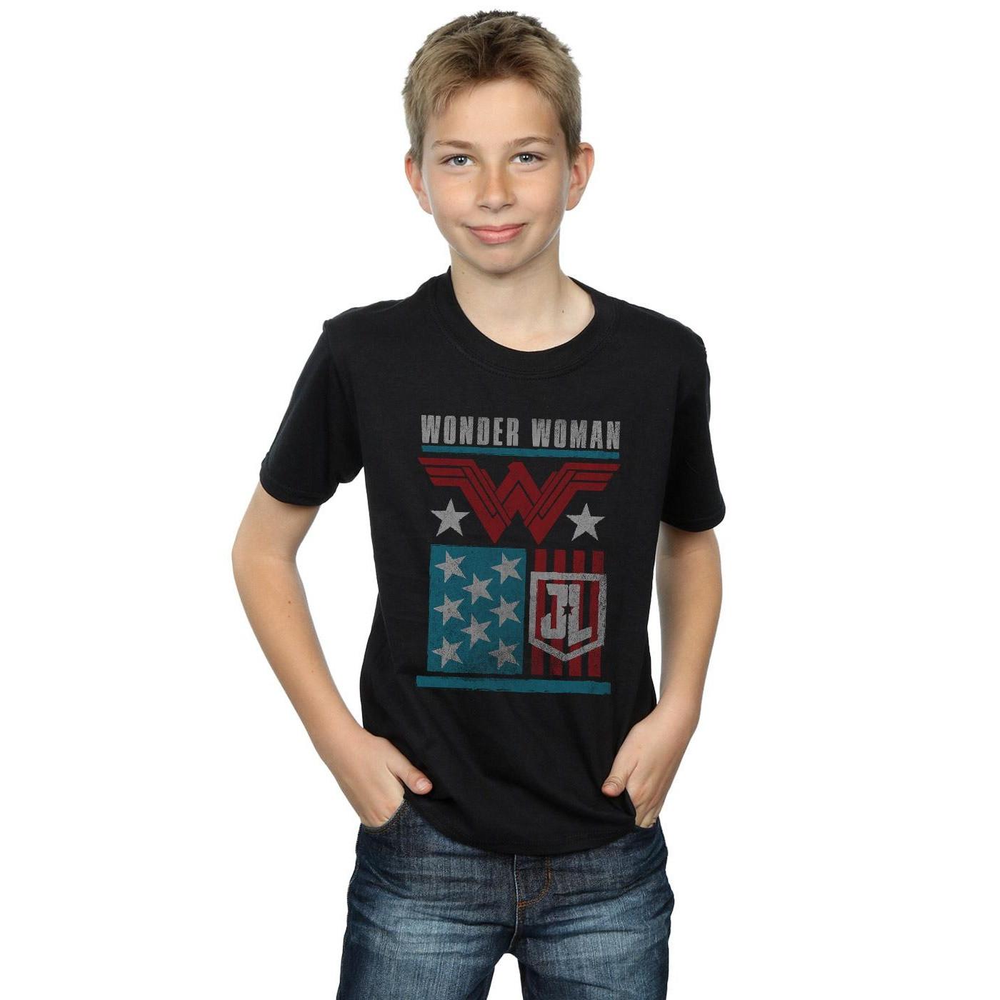 DC COMICS  Justice League Movie Wonder Woman Flag TShirt 