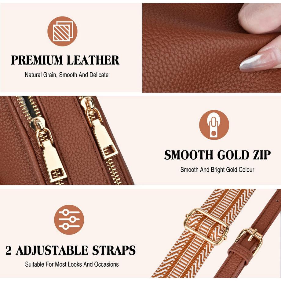 Only-bags.store Petit Sac Bandoulière Élégant avec 2 Larges Bretelles Amovibles  