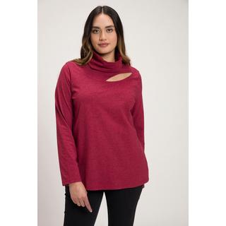 Ulla Popken  Shirt, Cut-Out, Classic, Stehkragen, Langarm 