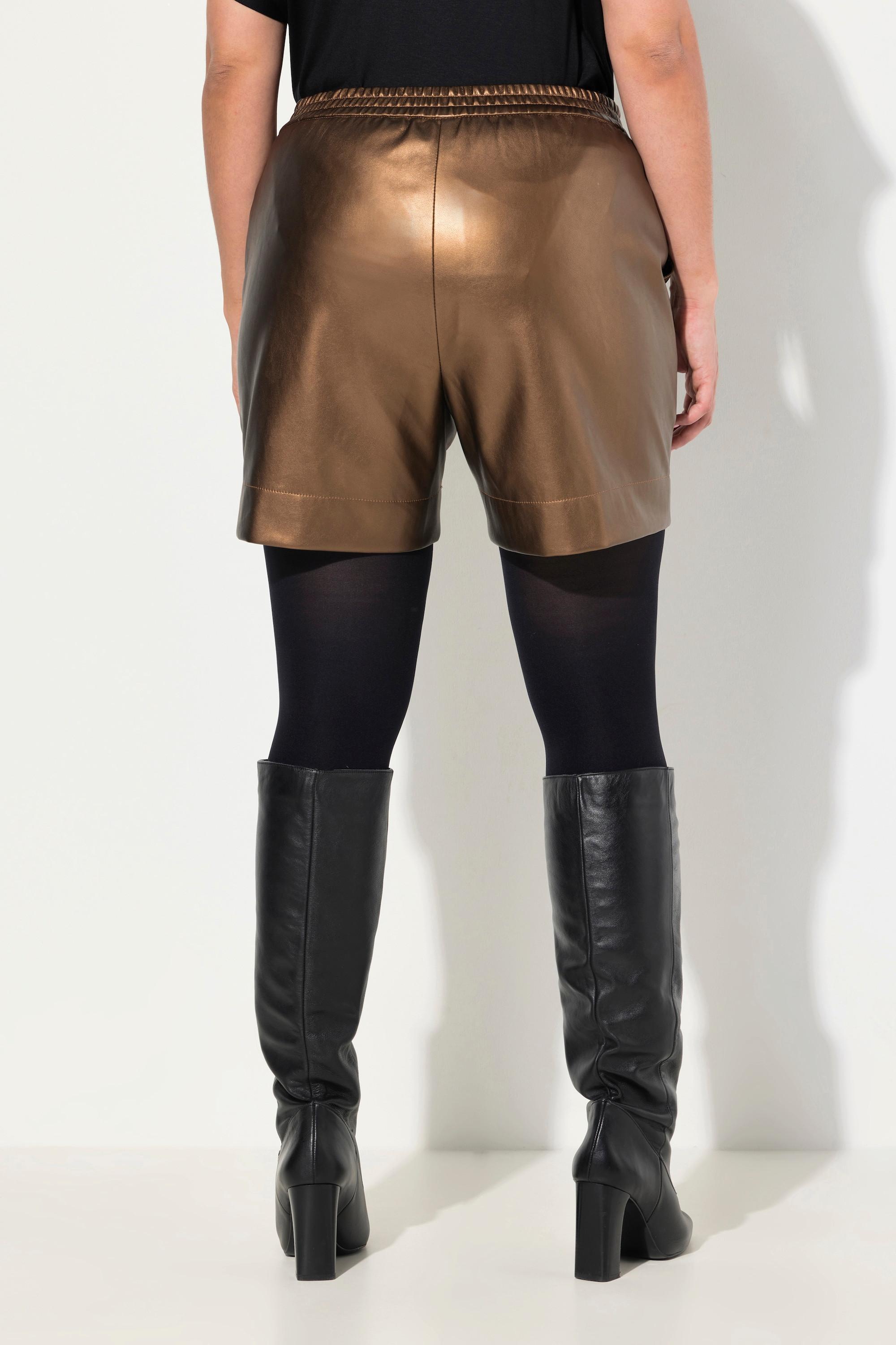 Ulla Popken Shorts Lederoptik Weites Bein Komfortbund  