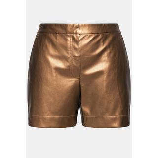 Ulla Popken  Shorts in similpelle con taglio della gamba ampio e cintura comoda 