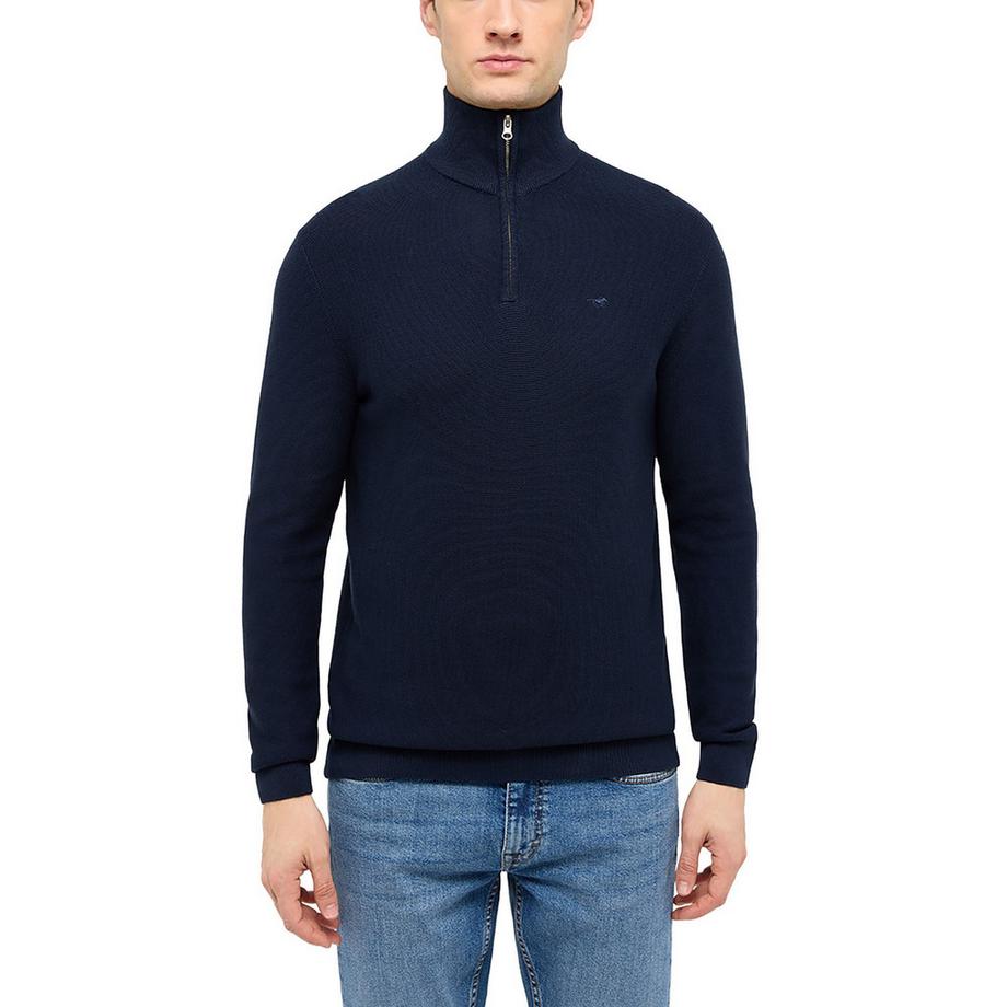 Mustang Everett Bequem sitzend Half Zip Strickpullover  
