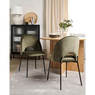 Beliani Lot de 2 chaises de salle à manger en Velours Glamour COVELO  