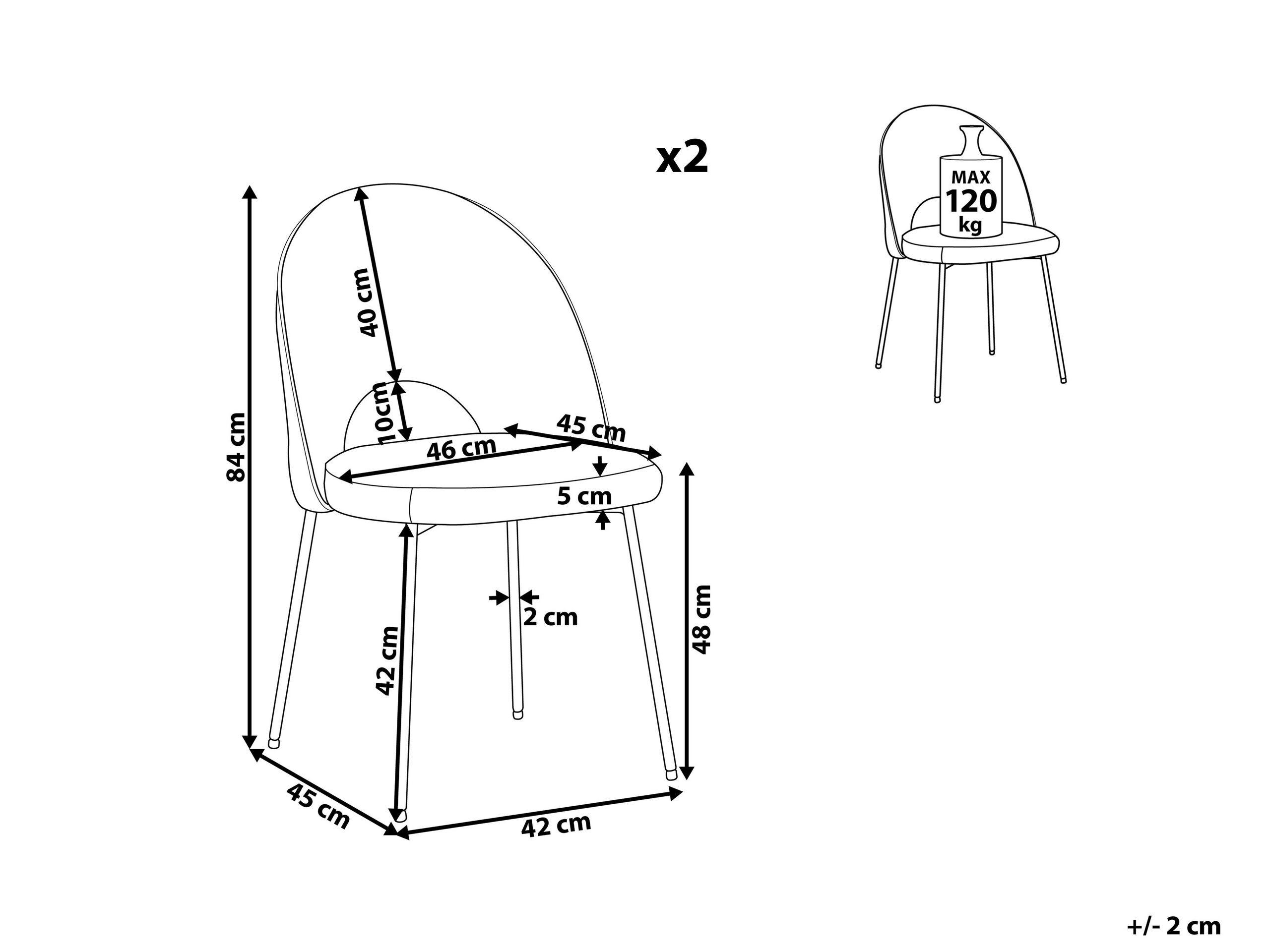 Beliani Chaise de salle à manger en Velours Glamour COVELO  