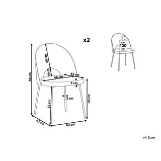 Beliani Lot de 2 chaises de salle à manger en Velours Glamour COVELO  