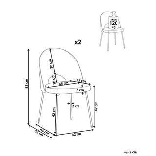 Beliani Lot de 2 chaises de salle à manger en Velours Glamour COVELO  