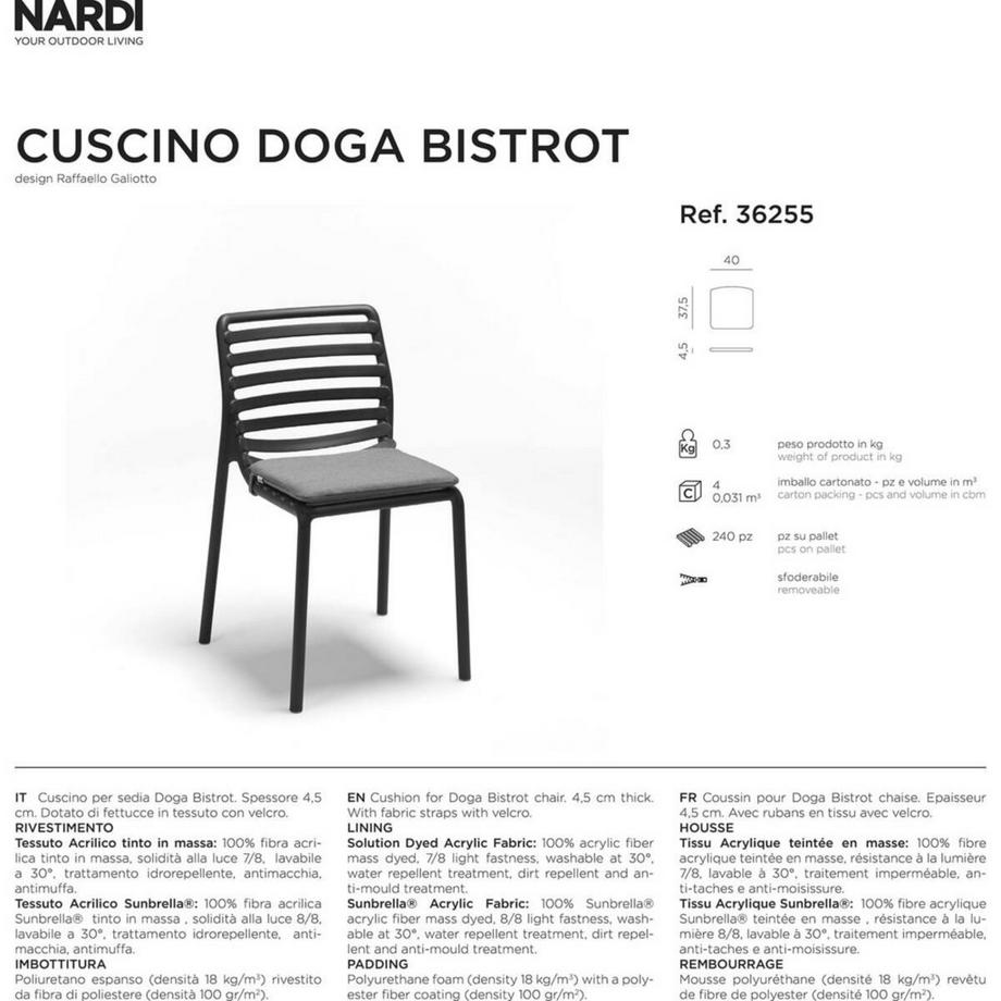 NARDI outdoor Gartenkissen für Stuhl Doga Bistrot  
