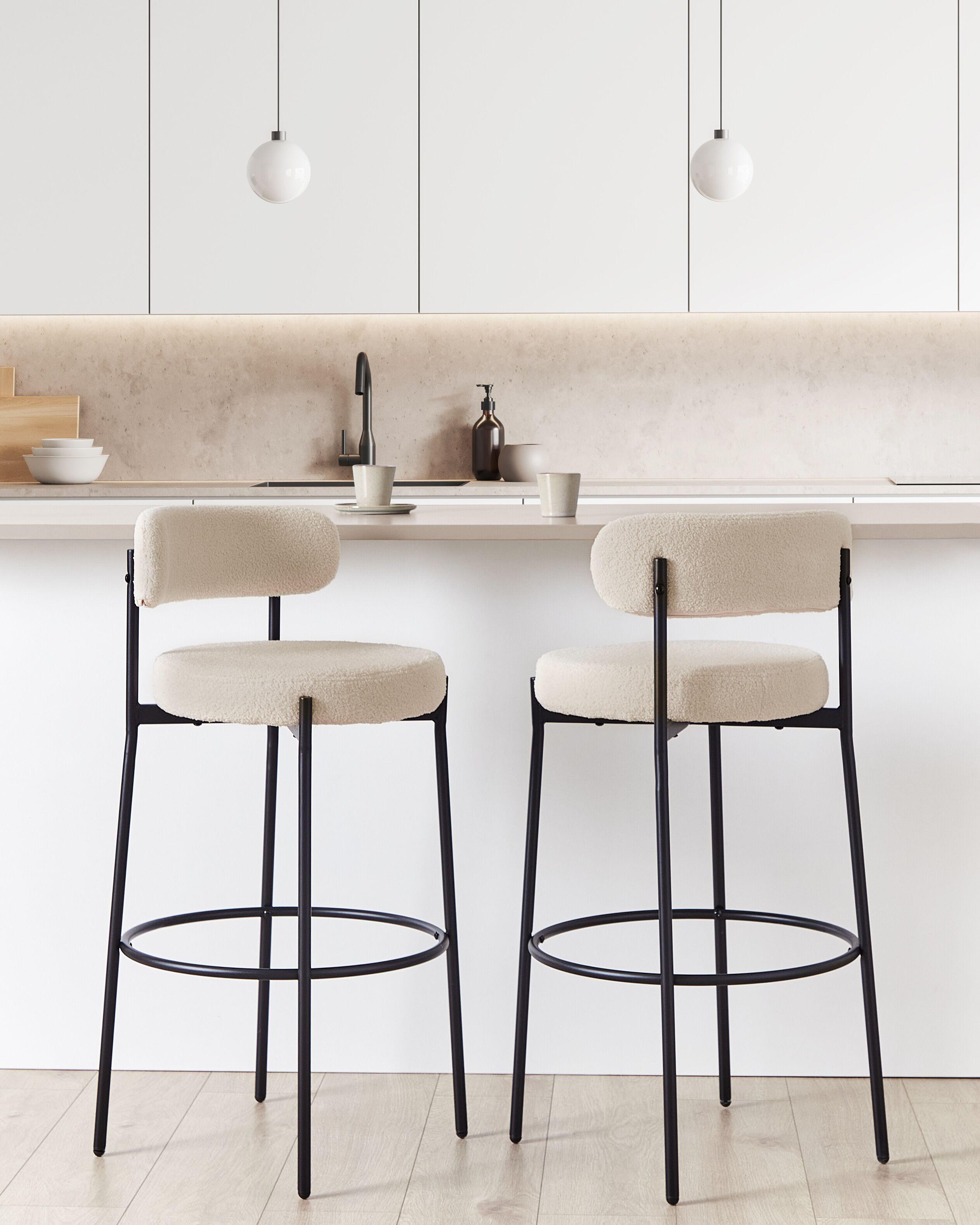 Beliani Set mit 2 Barstühlen aus Bouclé Modern ALLISON  