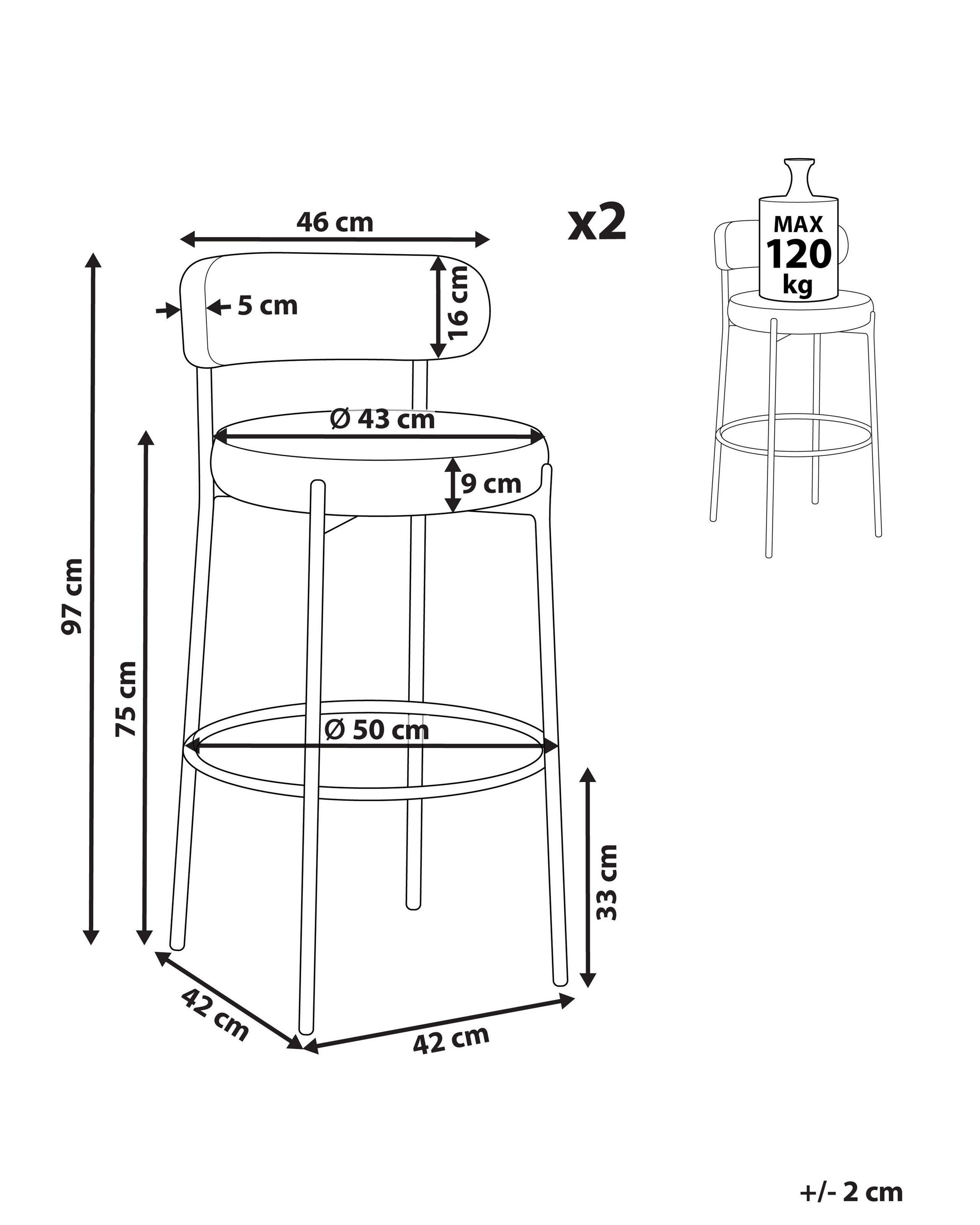 Beliani Set mit 2 Barstühlen aus Bouclé Modern ALLISON  