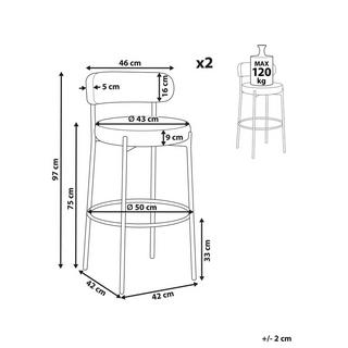 Beliani Set mit 2 Barstühlen aus Bouclé Modern ALLISON  