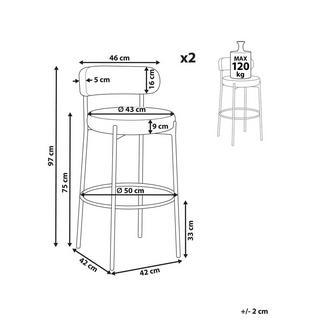 Beliani Set di 2 sgabelli da bar en Bouclé Moderno ALLISON  
