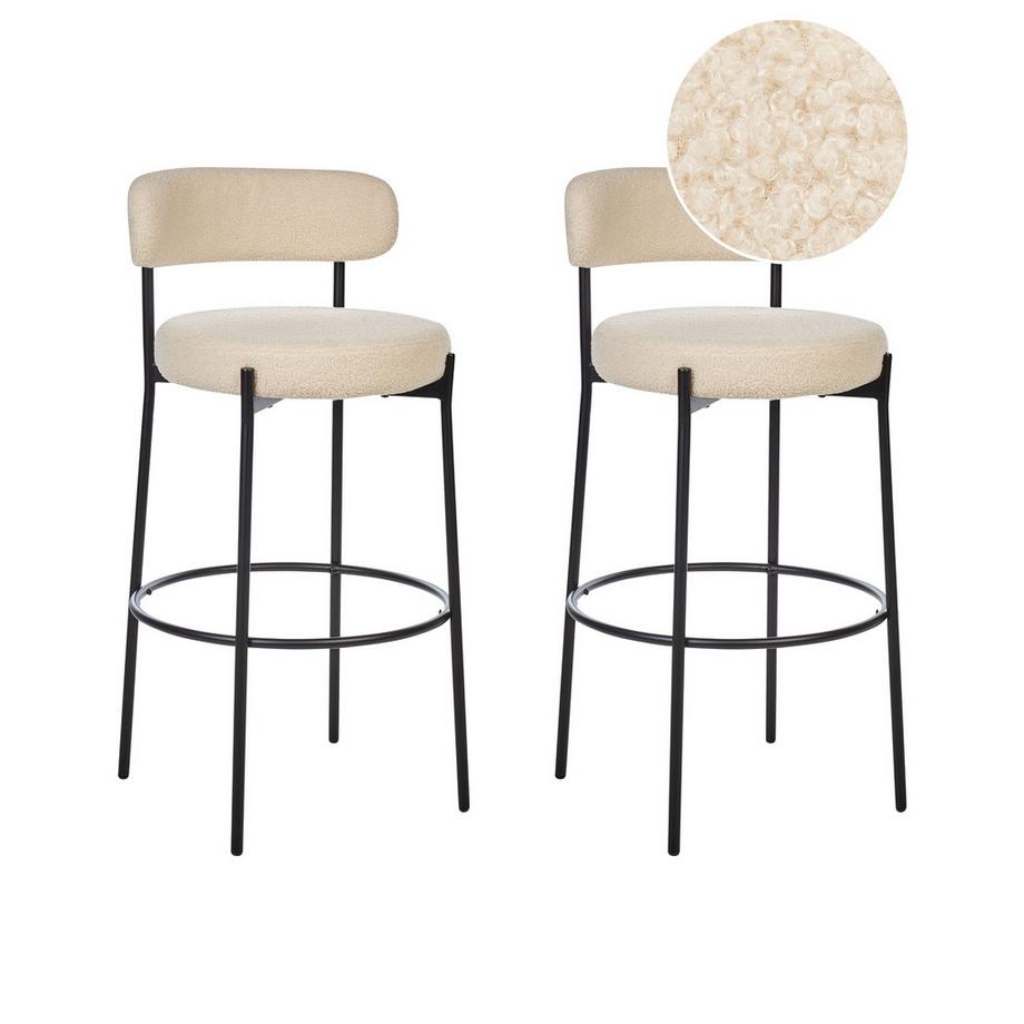 Lot de 2 chaises de bar en Bouclé Minimaliste ALLISON
