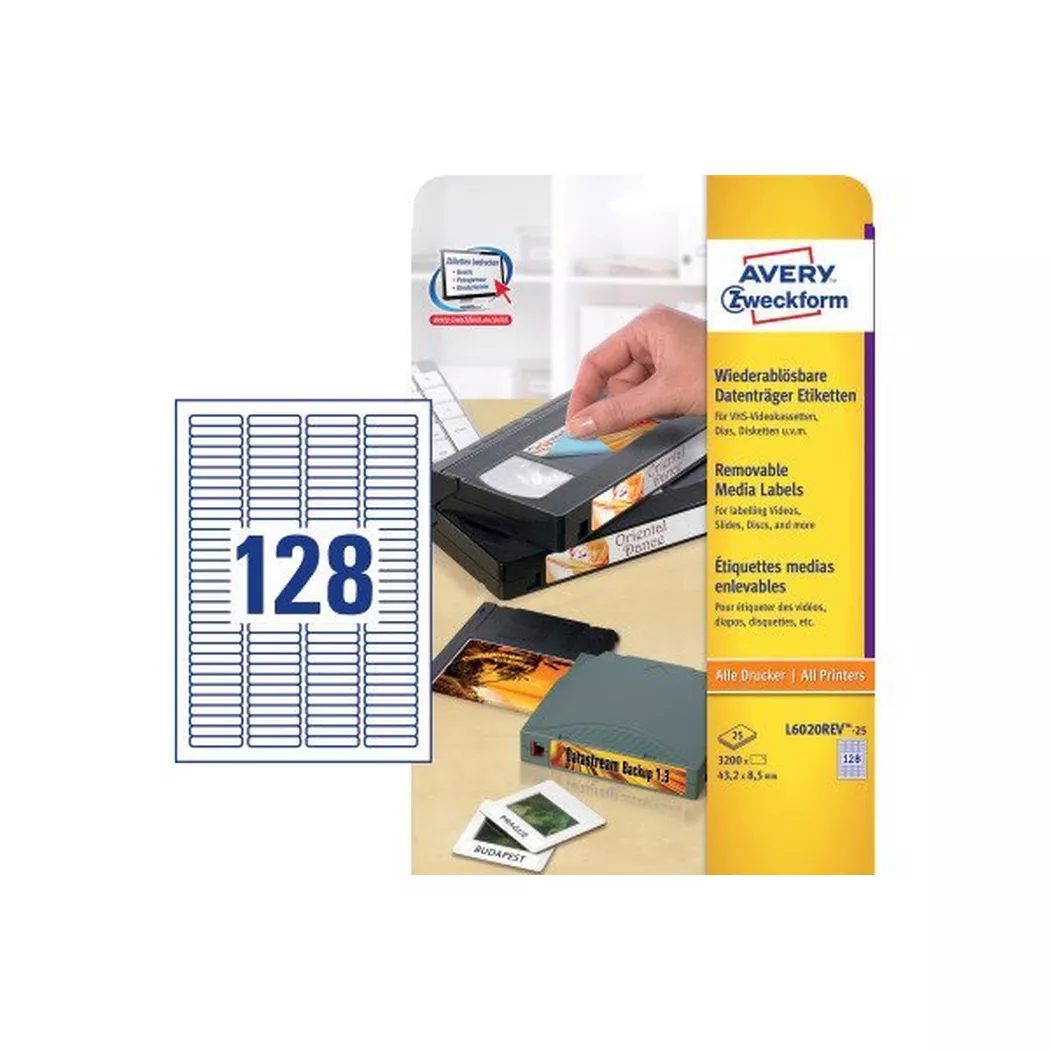 Avery-Zweckform – AVERY ZWECKFORM Etiketten 43,2×8,5mm, 3200 Stück, One Size, Weiss