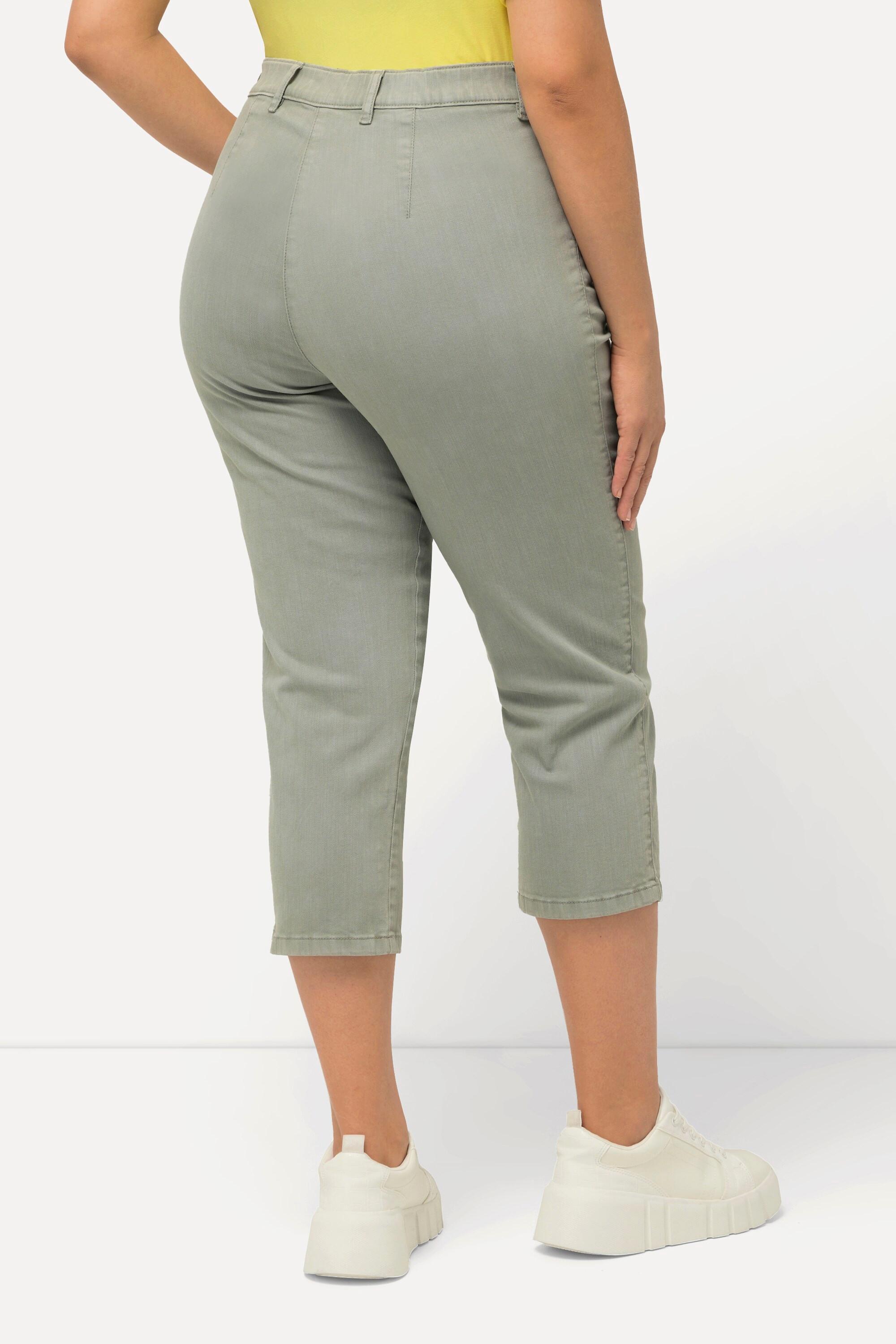 Ulla Popken  Pantalon stretch Mony longueur 7/8. Poches zippées. Tissu stretch confortable 