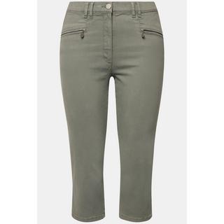 Ulla Popken  Pantaloni a 7/8 modello Mony in comodo tessuto elasticizzato con tasche con zip 