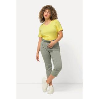 Ulla Popken  Pantalon stretch Mony longueur 7/8. Poches zippées. Tissu stretch confortable 