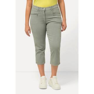 Ulla Popken  Pantaloni a 7/8 modello Mony in comodo tessuto elasticizzato con tasche con zip 