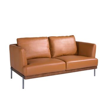 2-Sitzer-Sofa in Leder mit Stahlbeinen