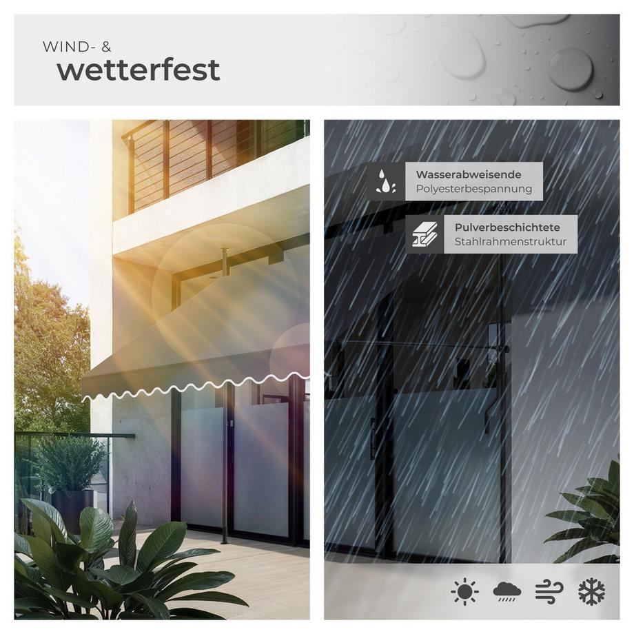 Tectake Klemmmarkise  mit Handkurbel UV-beständig  