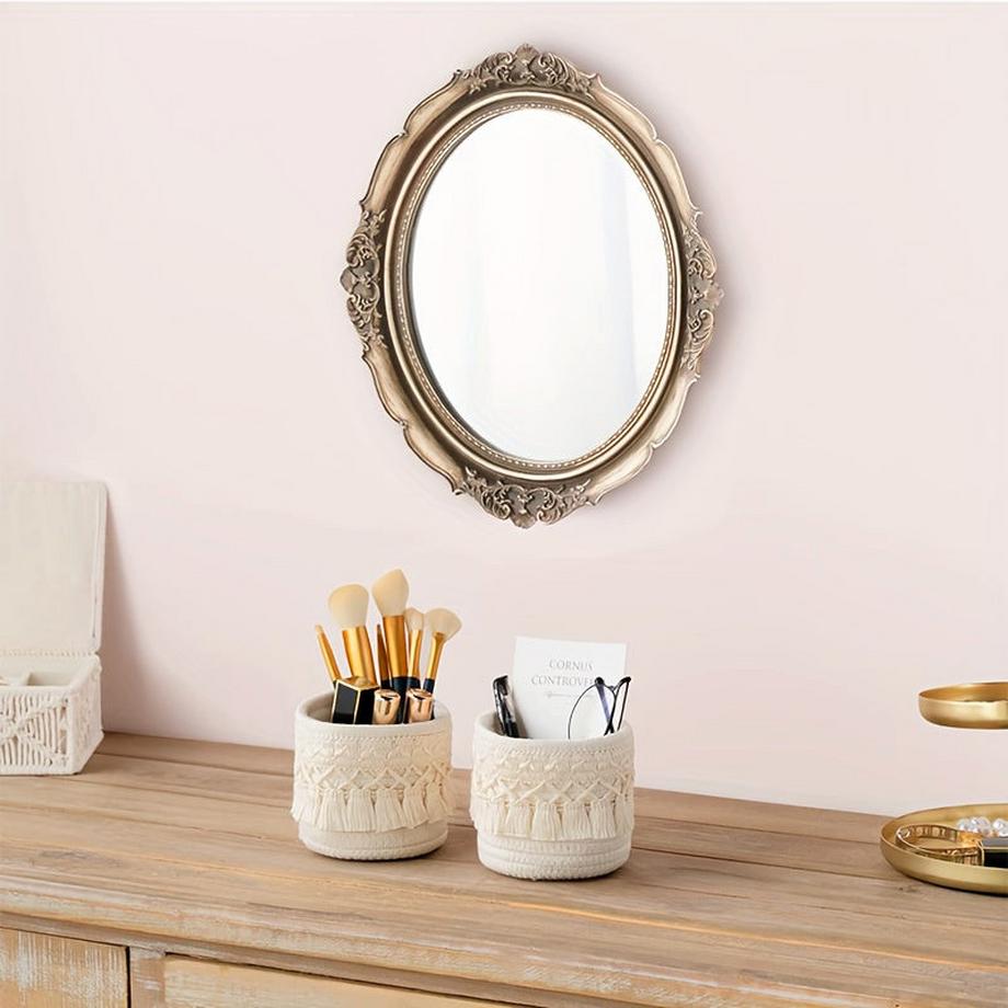 Alopini 1 support de pinceaux de maquillage fait main style bohème chic - Panier de rangement cosmétique en osier avec pinceaux, léger et hypoallergénique, aucune installation requise - Parfait pour l'organisation des pinceaux et du bureau  