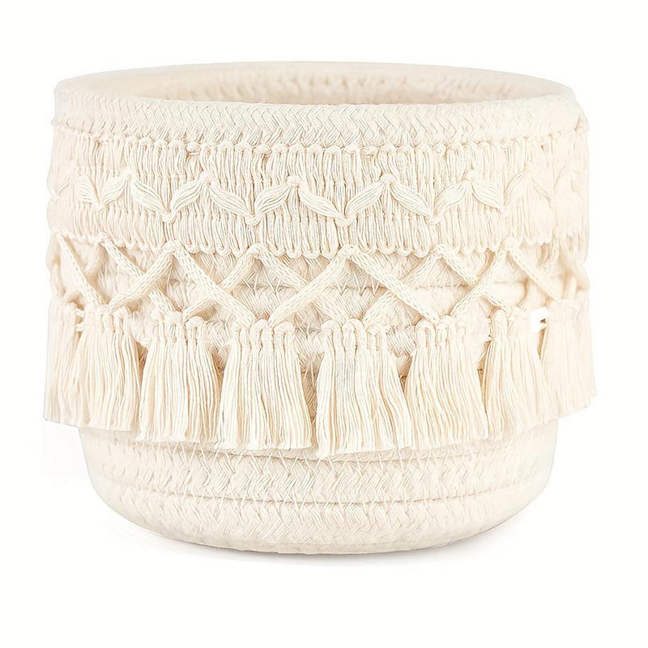 1pc Handmade Boho Chic Makeup Brush Holder - Wicker Cosmetic Storage Basket with Brushes Lightweight Hypoallergenic No Installation Required - Perfect for Brush and Desktop Organization