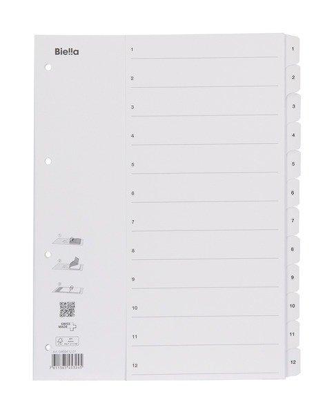 Biella BIELLA Register Karton, SmartIndex A4 469412.01 1-12, weiss  